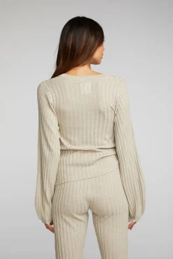 Best Sale Chaser Brand Lurex Rib Knit Long Sleeve Tunic