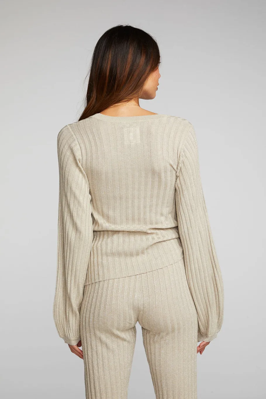 Best Sale Chaser Brand Lurex Rib Knit Long Sleeve Tunic