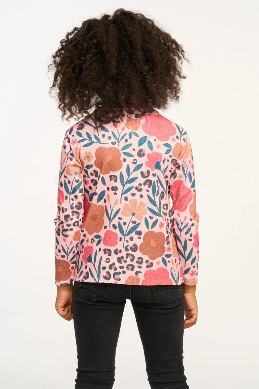 Sale Chaser Brand Lynn Dark Floral & Leopard Print Mock Turtle Neck