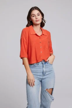 Store Chaser Brand Marine Crop Button Down - Tigerlily