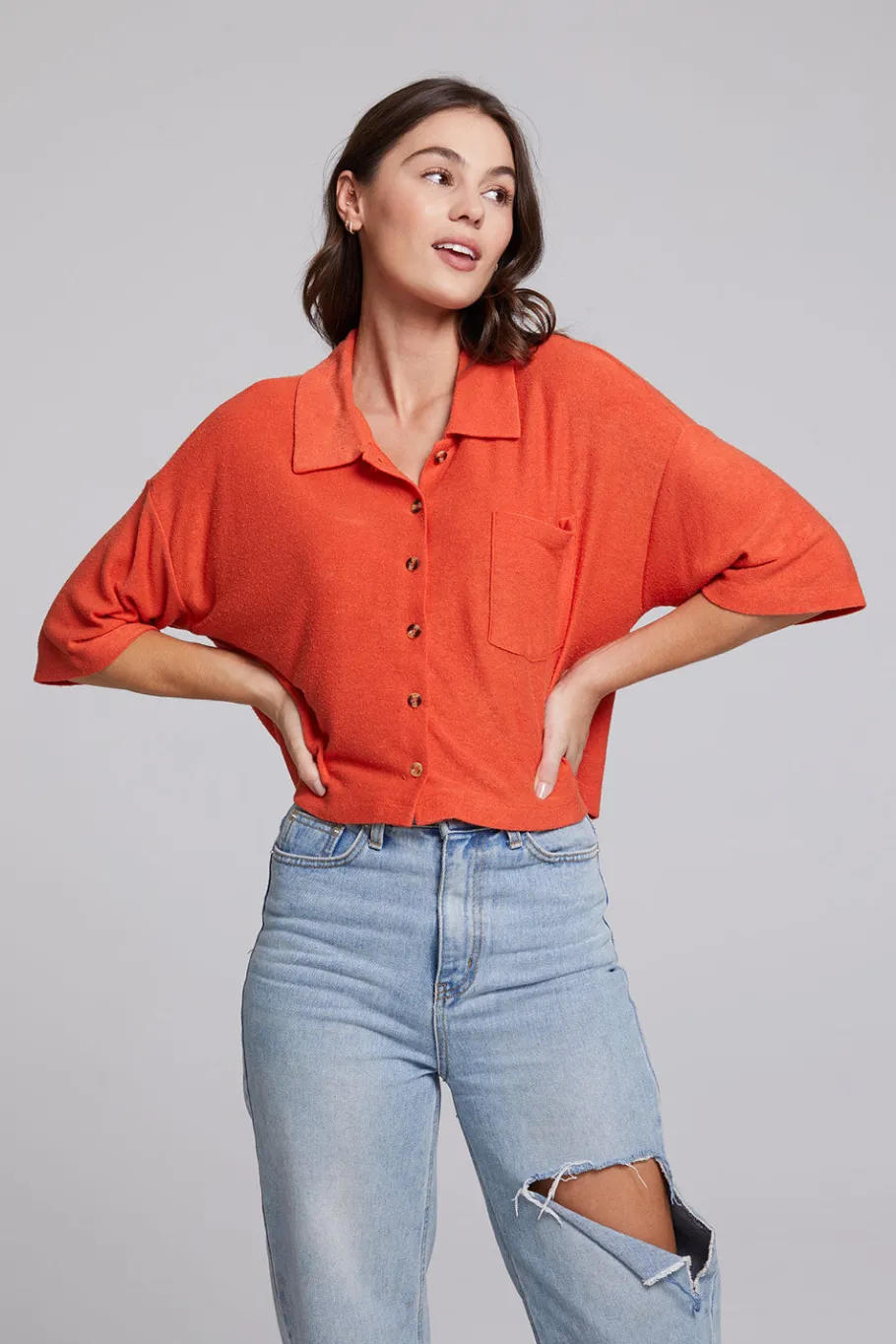 Store Chaser Brand Marine Crop Button Down - Tigerlily