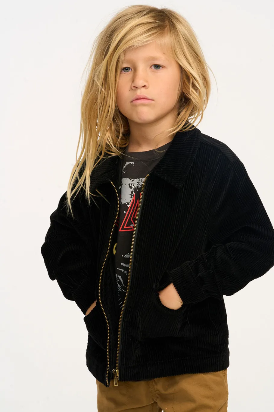 Cheap Chaser Brand Martin Raven Black Zip Up Corduroy Jacket
