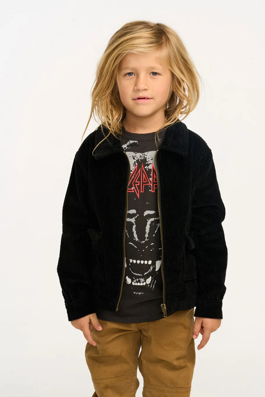 Cheap Chaser Brand Martin Raven Black Zip Up Corduroy Jacket