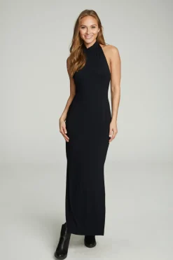 Outlet Chaser Brand Mock Neck Open Back Maxi Dress With Side Slit