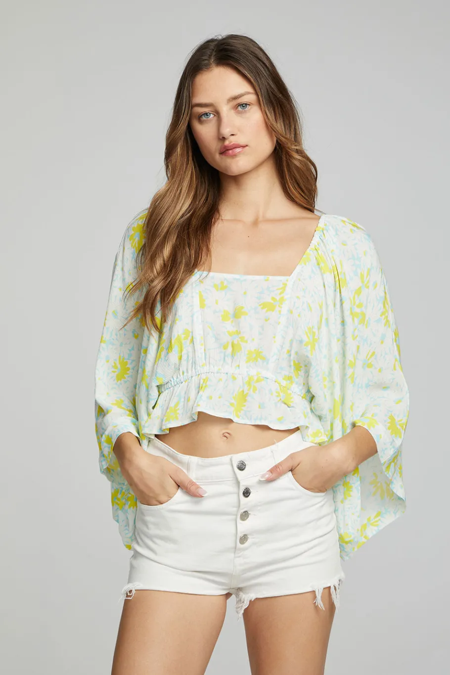 Clearance Chaser Brand Monarch Crop Top - Daisy Floral Print