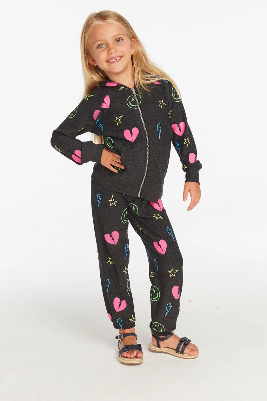 Cheap Chaser Brand Neon Heart & Smiles Girls Pant