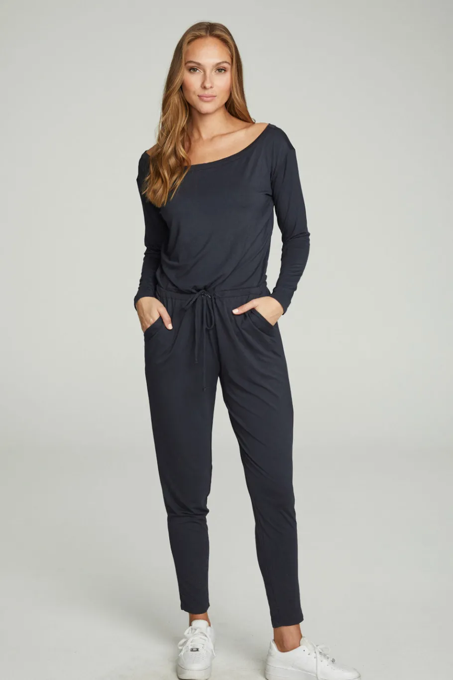 Fashion Chaser Brand Off The Shoulder Long Sleeve Jumpsuit