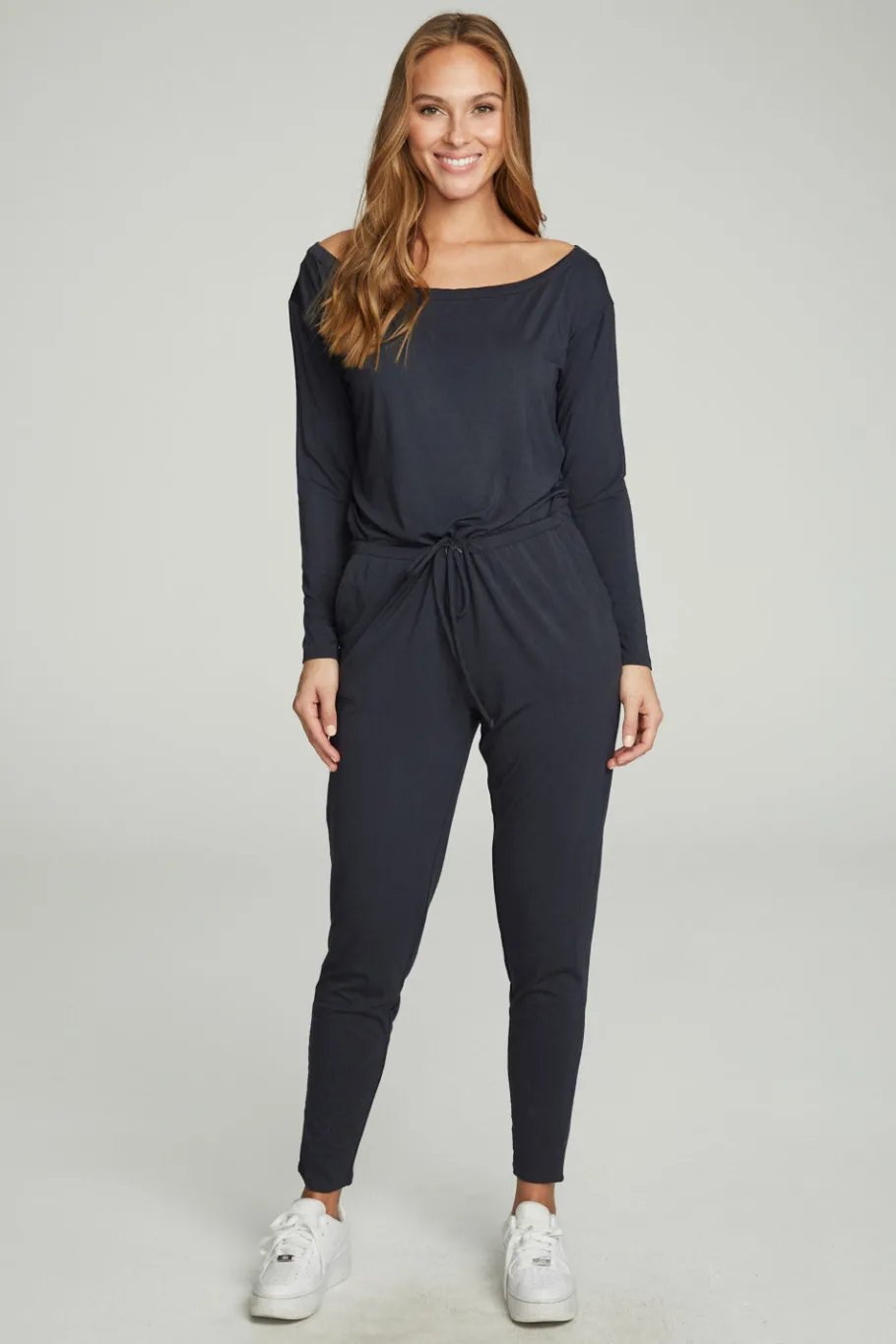 Fashion Chaser Brand Off The Shoulder Long Sleeve Jumpsuit