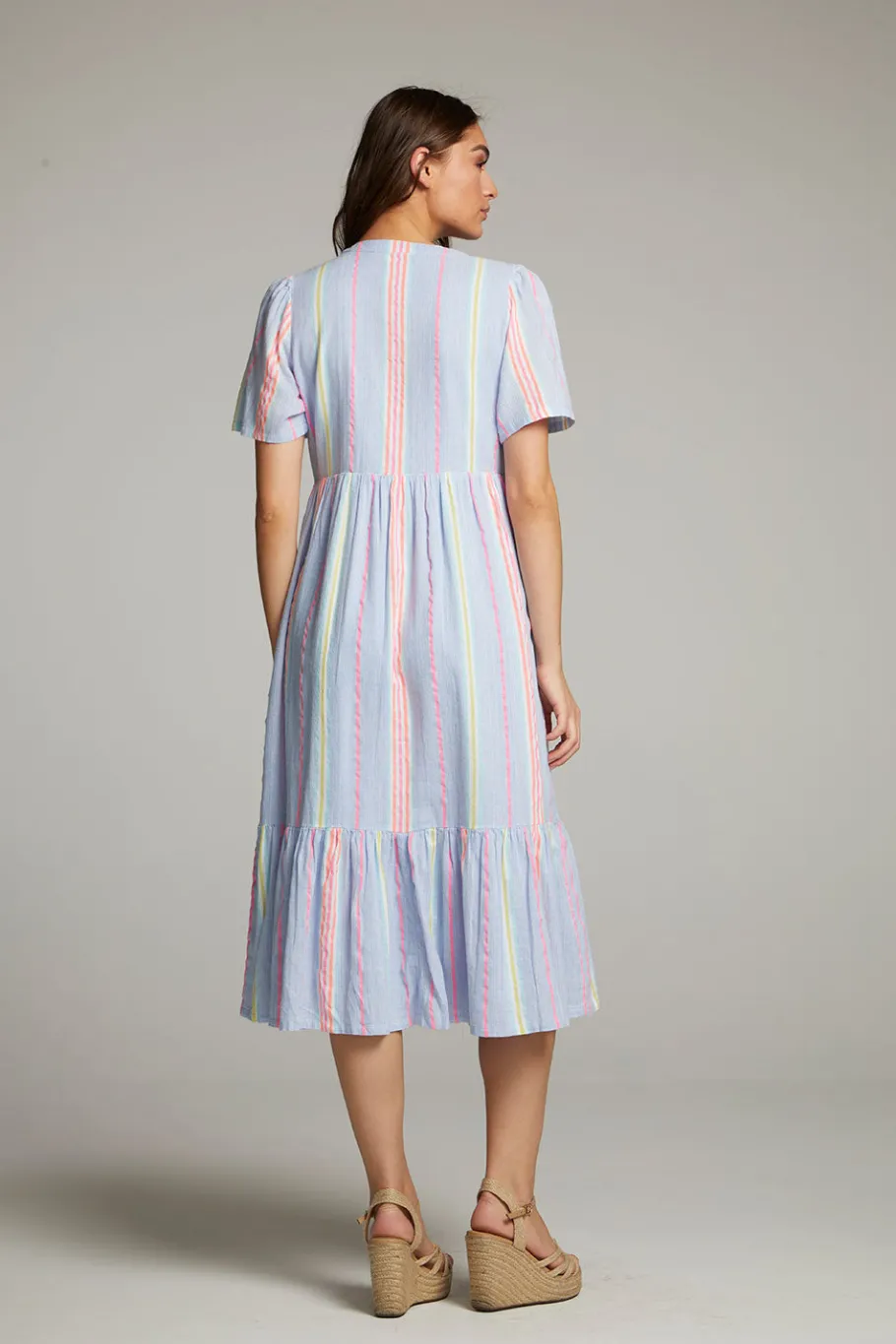 Online Chaser Brand Orange South West Beach Stripe Midi Dress