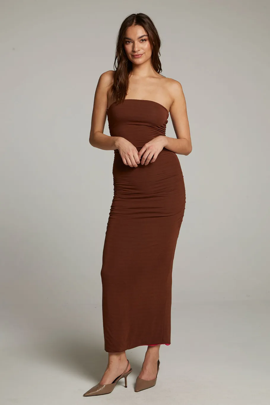 Hot Chaser Brand Panama Coffee And Raspberry Reversible Midi Dress