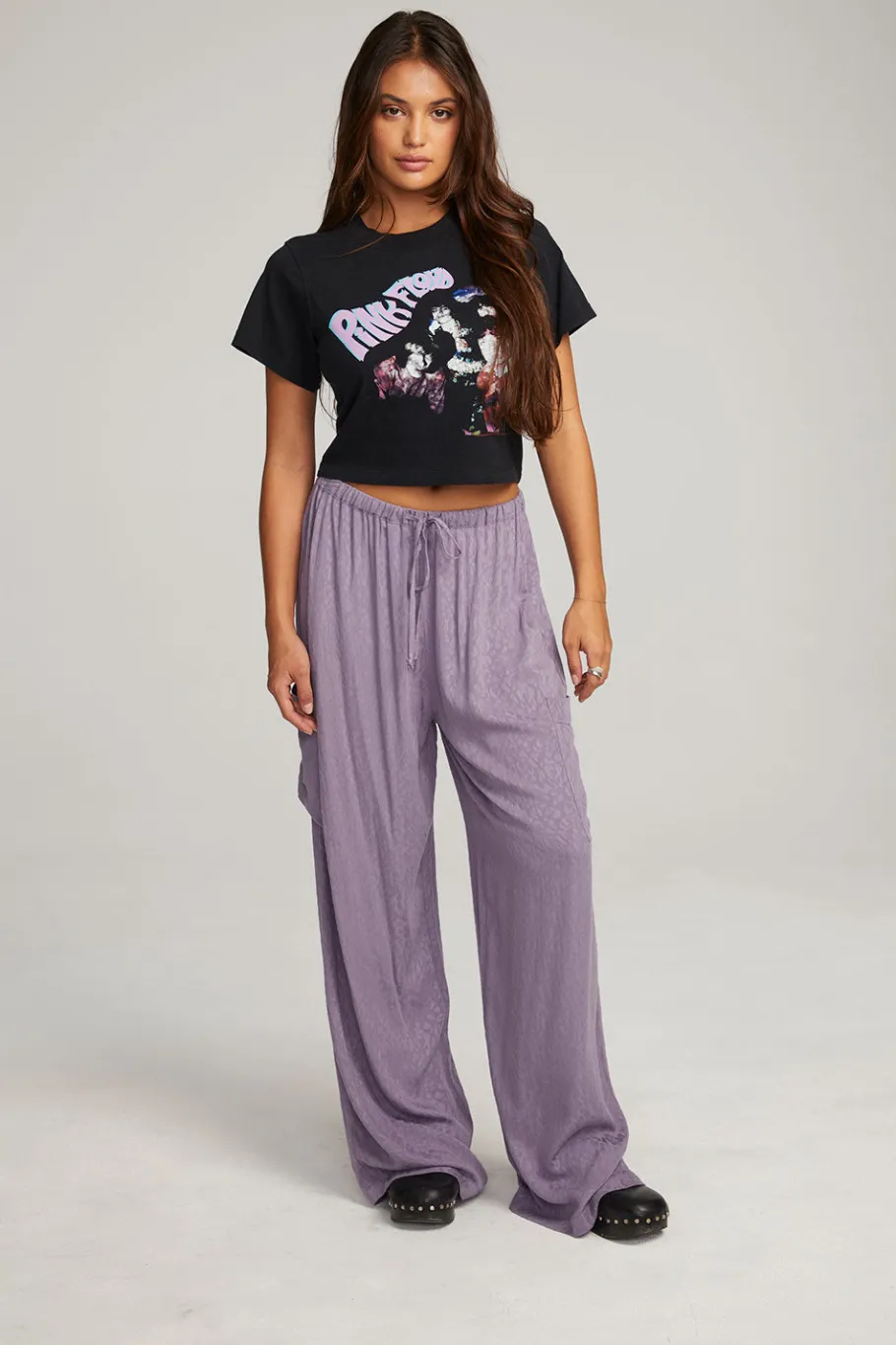 New Chaser Brand Pink Floyd Retro Band Crop Tee