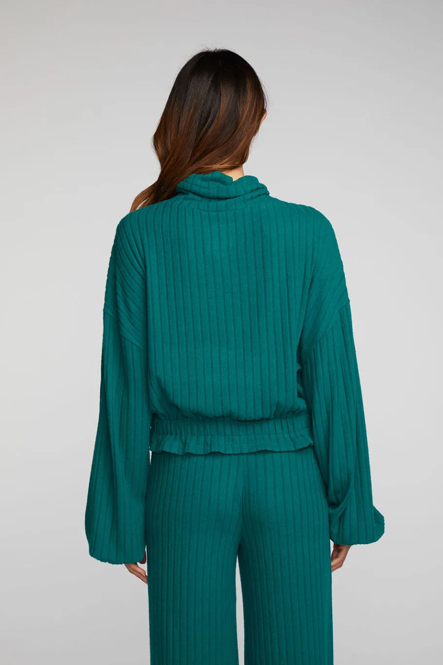 Cheap Chaser Brand Poor Boy Rib Knit Cropped Pullover With Elastic Waist & Sleeve