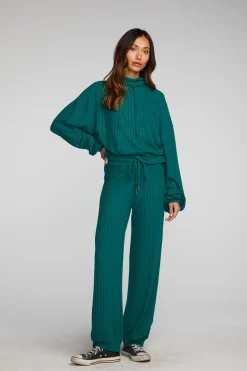 Cheap Chaser Brand Poor Boy Rib Knit Cropped Pullover With Elastic Waist & Sleeve
