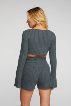 Hot Chaser Brand Poor Boy Rib Long Sleeve Wrap Top