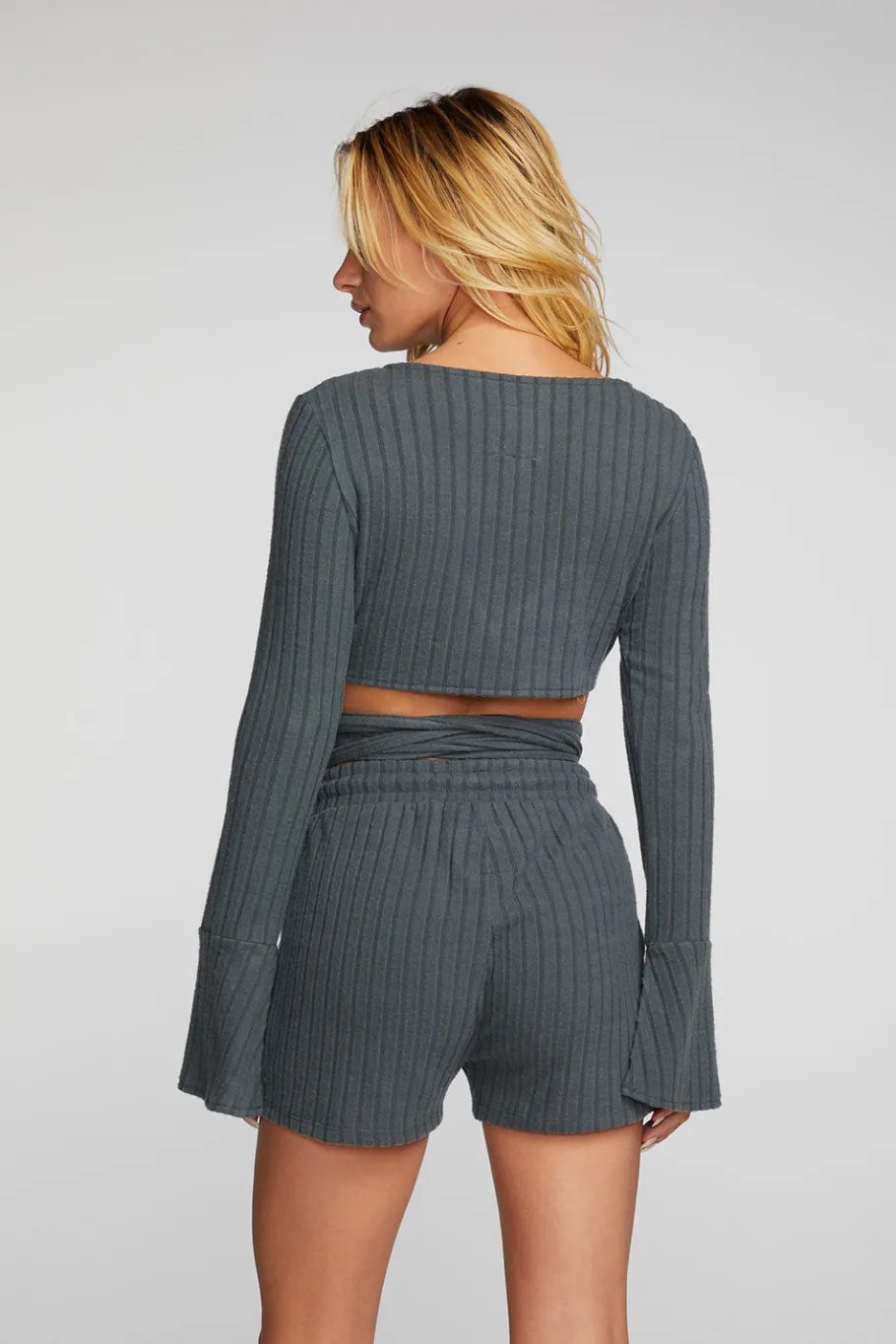 Hot Chaser Brand Poor Boy Rib Long Sleeve Wrap Top
