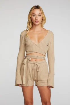 Hot Chaser Brand Poor Boy Rib Long Sleeve Wrap Top