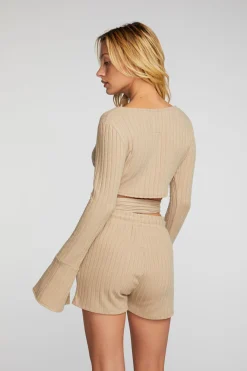 Hot Chaser Brand Poor Boy Rib Long Sleeve Wrap Top