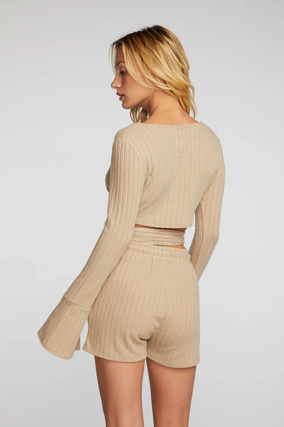 Hot Chaser Brand Poor Boy Rib Long Sleeve Wrap Top