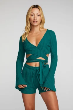 Best Chaser Brand Poor Boy Rib Long Sleeve Wrap Top