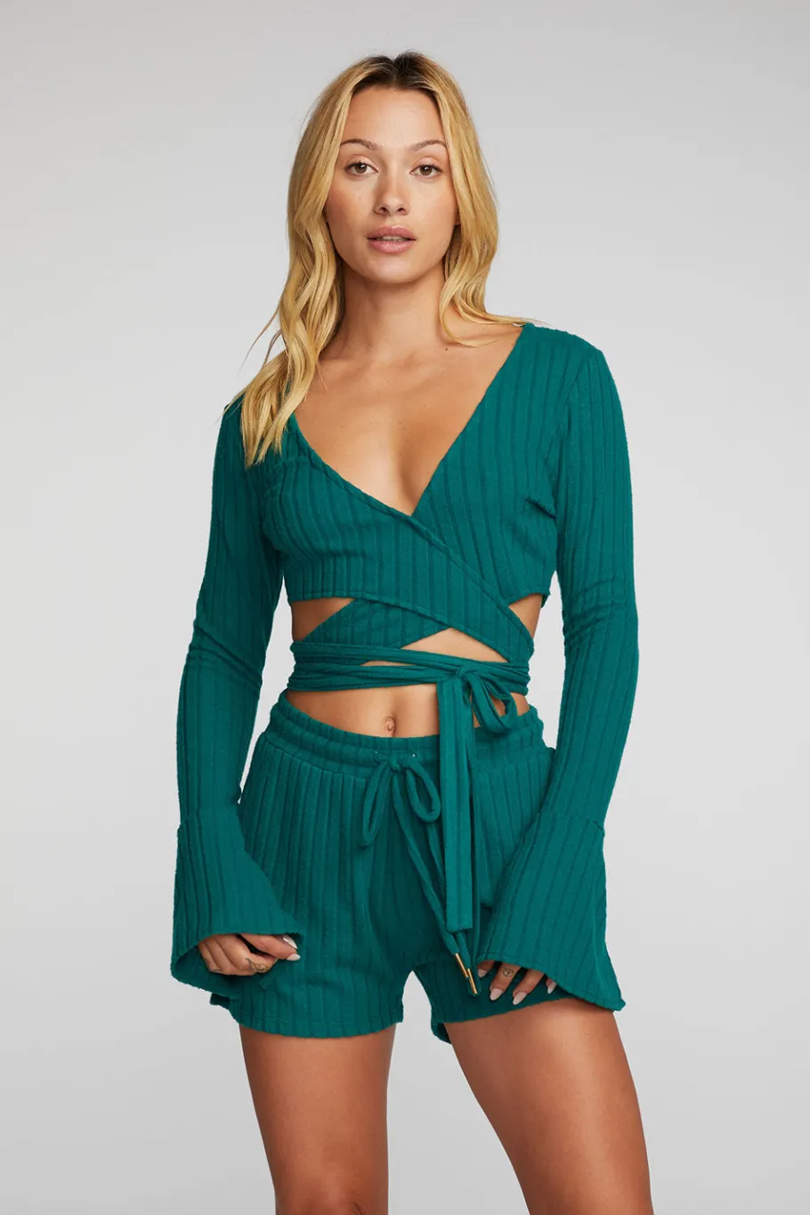 Best Chaser Brand Poor Boy Rib Long Sleeve Wrap Top