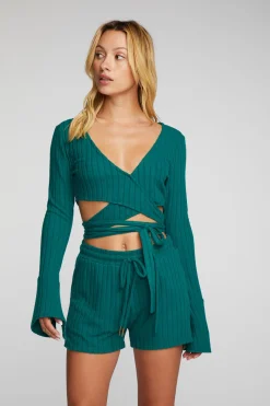 Best Chaser Brand Poor Boy Rib Long Sleeve Wrap Top