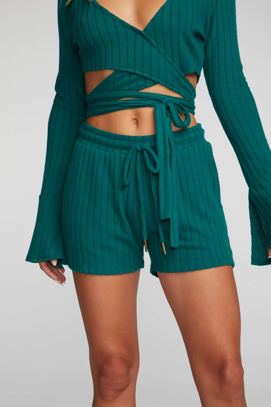 Clearance Chaser Brand Poor Boy Rib Shorts With Shoestring Tie