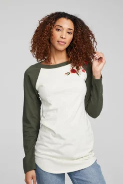 Fashion Chaser Brand Poppy Embroidery Football Long Sleeve