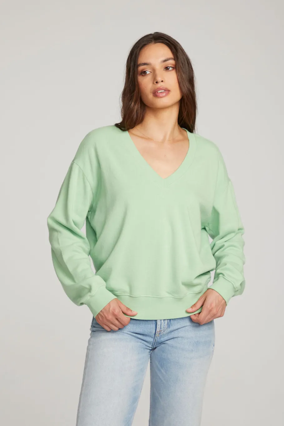 Cheap Chaser Brand Poppy Quiet Green Pullover