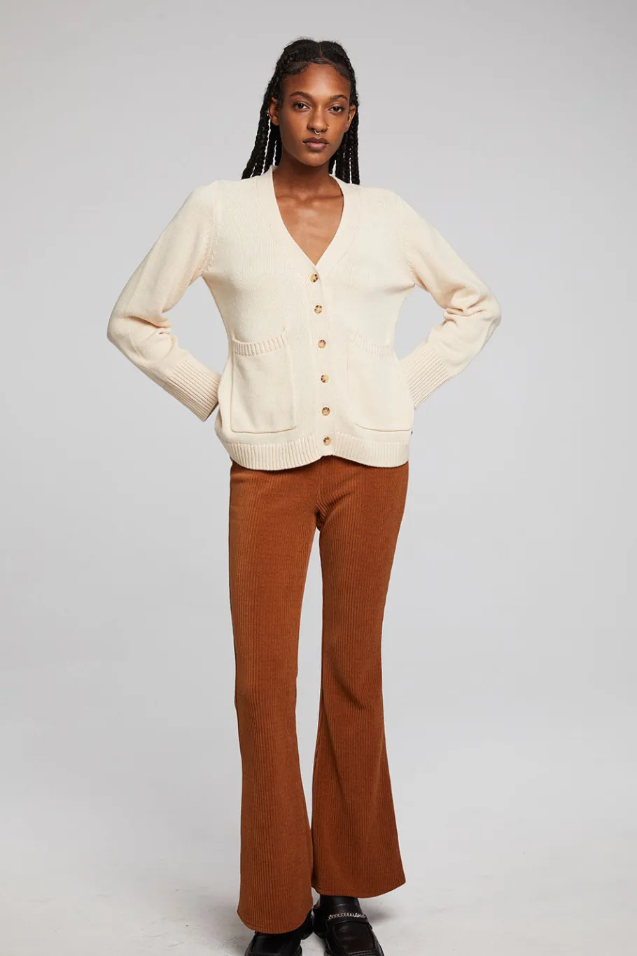 Best Sale Chaser Brand Presley Whitecap Grey Cardigan