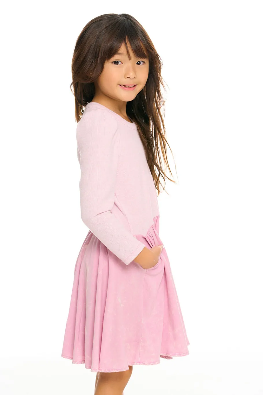 New Chaser Brand Puff Long Sleeve Dress With Twirl Skirt