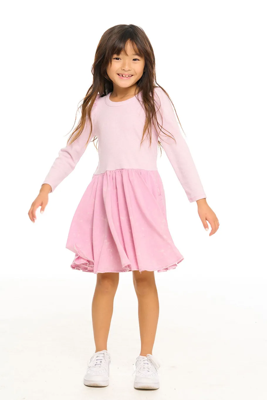 New Chaser Brand Puff Long Sleeve Dress With Twirl Skirt