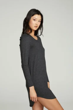 New Chaser Brand Puff Sleeve Shirttail Hi Lo Dress