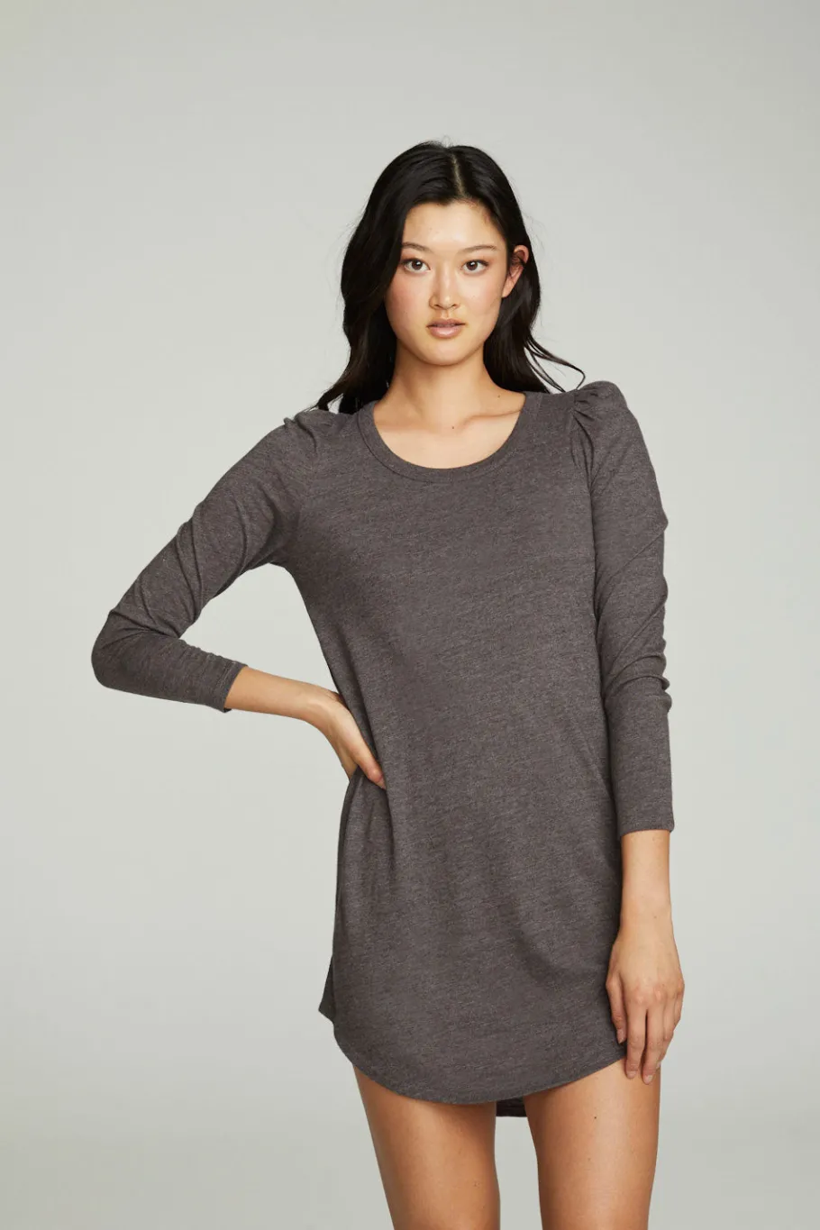 Cheap Chaser Brand Puff Sleeve Shirttail Hi Lo Dress