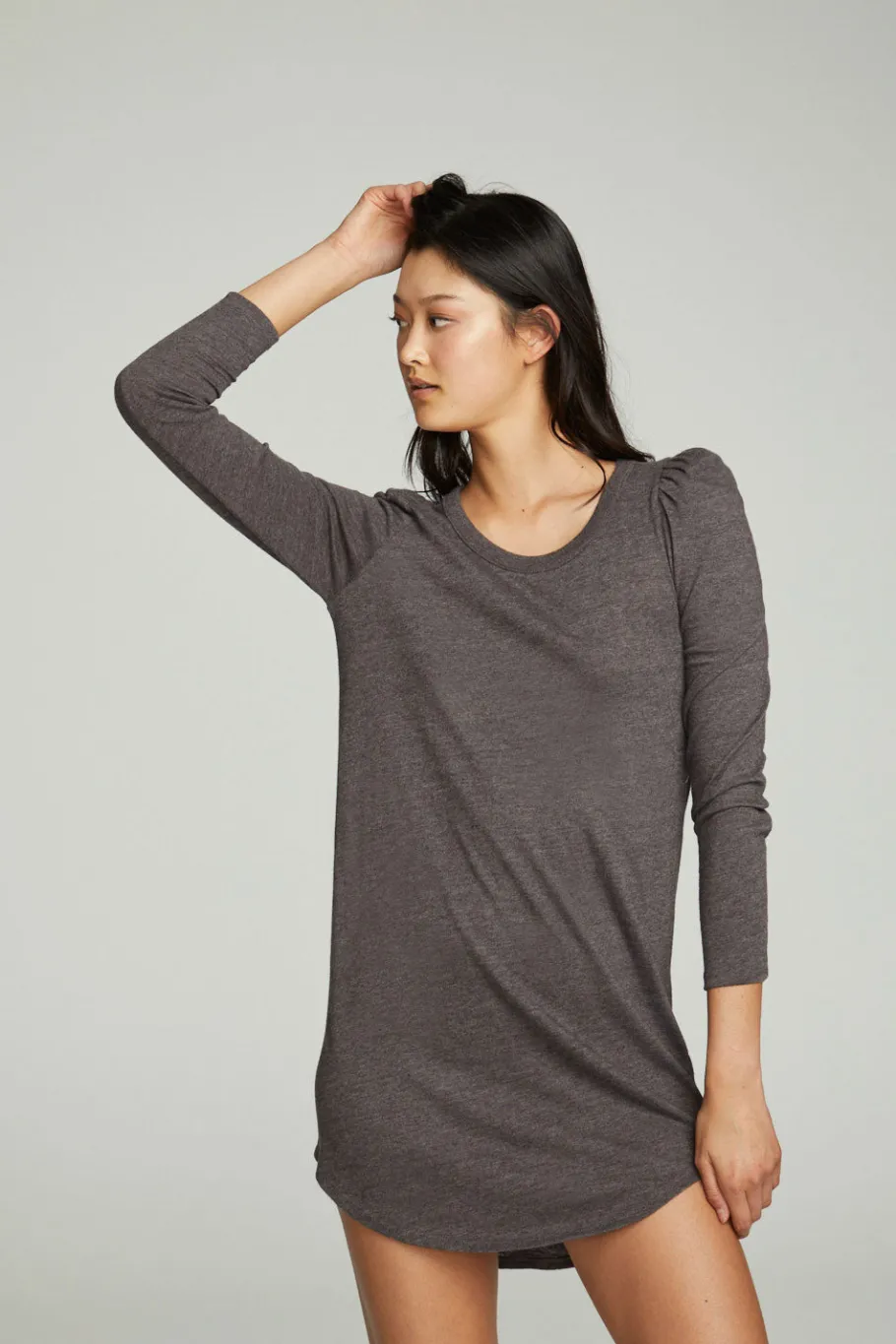 Cheap Chaser Brand Puff Sleeve Shirttail Hi Lo Dress