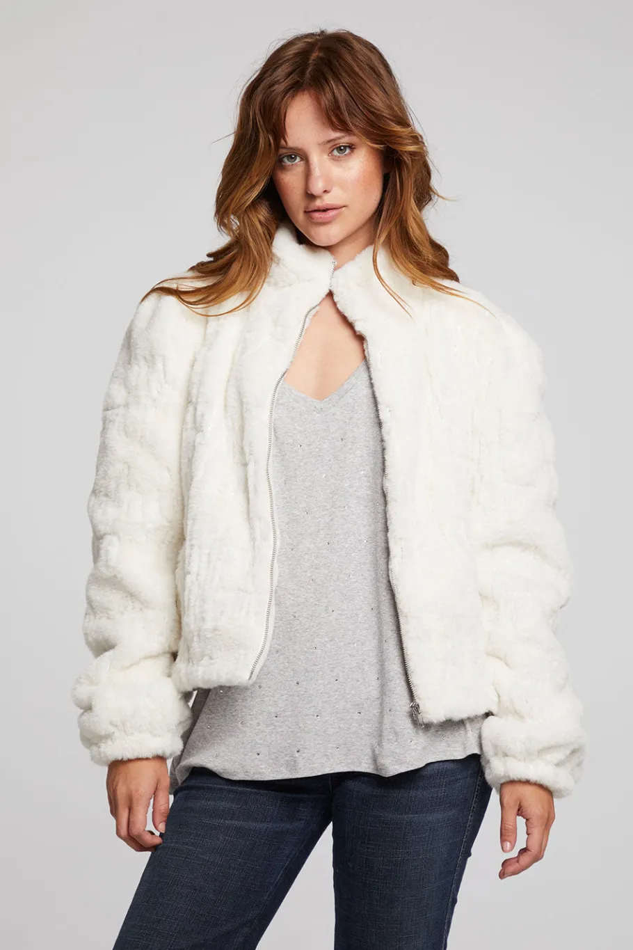 Cheap Chaser Brand Puff Sleeve Starry White Jacket