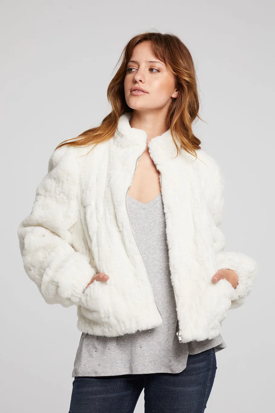 Cheap Chaser Brand Puff Sleeve Starry White Jacket