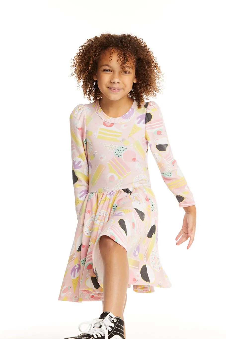 Shop Chaser Brand Puff Sweet Treats Long Sleeve Dress With Twirl Skirt