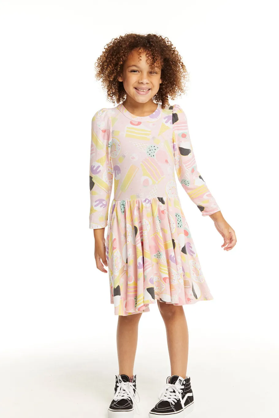 Shop Chaser Brand Puff Sweet Treats Long Sleeve Dress With Twirl Skirt
