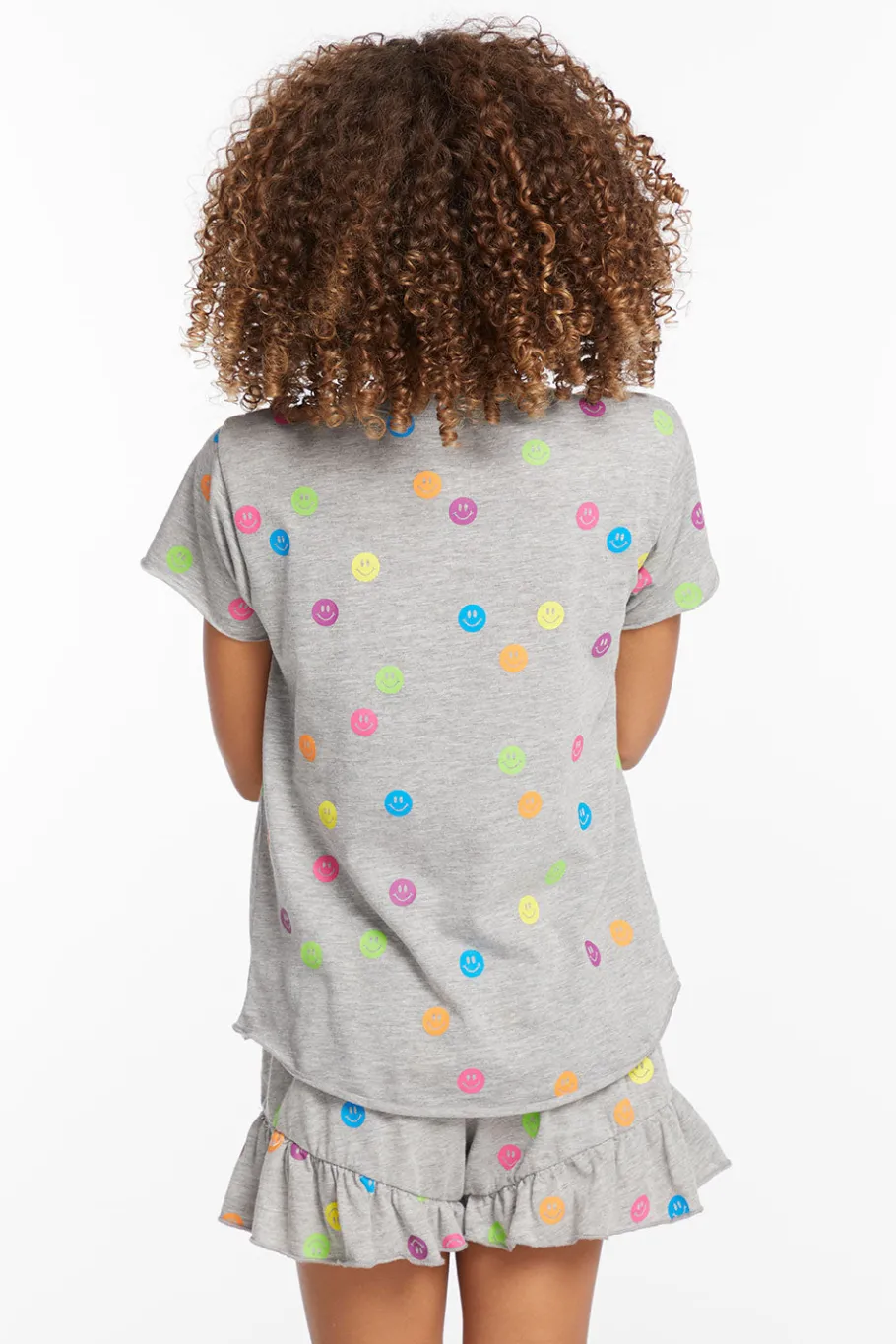 Fashion Chaser Brand Rainbow Smiles Girls Crew Neck Tee