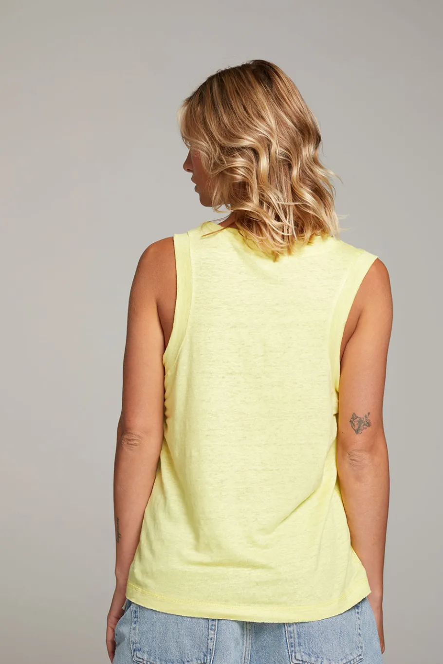 Discount Chaser Brand Raw Edge Lemon Muscle Tank