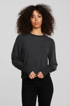 Cheap Chaser Brand Recycled Bliss Knit Crewneck Pullover With Rib And Puff Sleeve