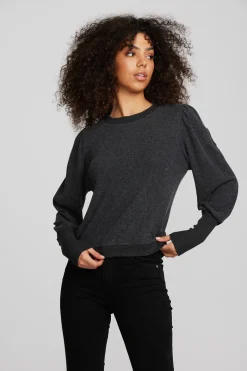 Cheap Chaser Brand Recycled Bliss Knit Crewneck Pullover With Rib And Puff Sleeve