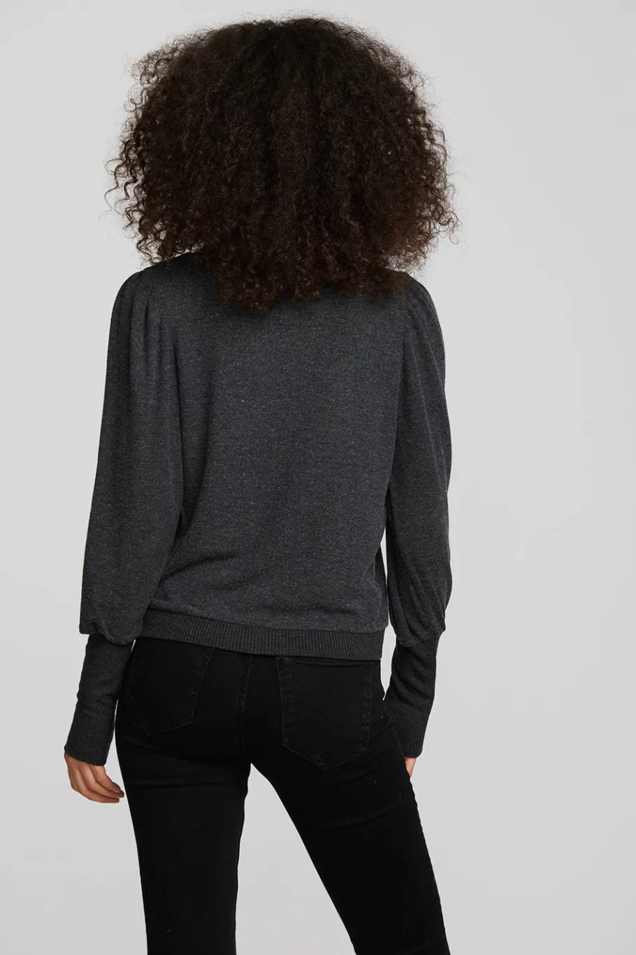 Cheap Chaser Brand Recycled Bliss Knit Crewneck Pullover With Rib And Puff Sleeve