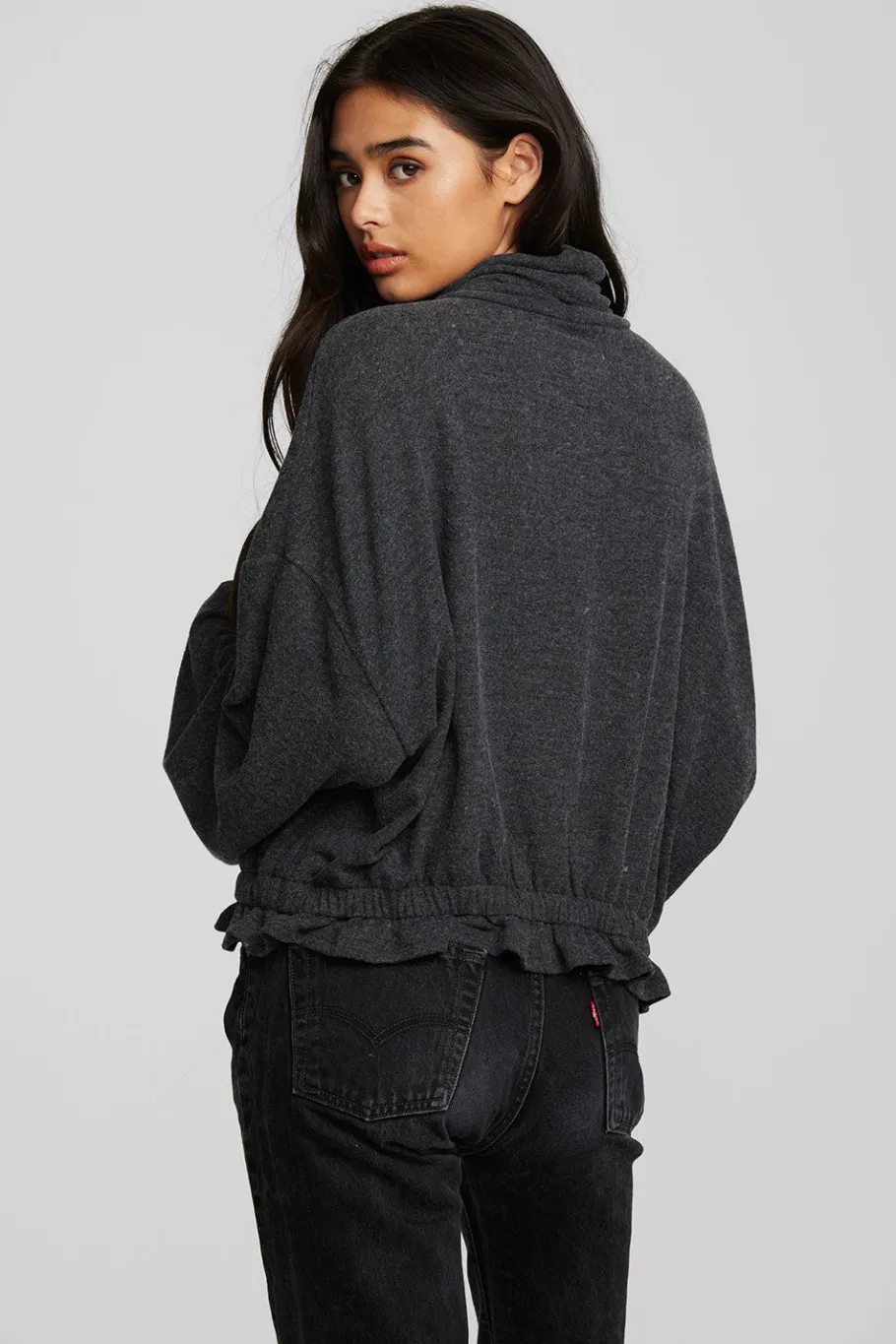 Cheap Chaser Brand Recycled Bliss Knit Cropped Pullover With Elastic Waist & Sleeve
