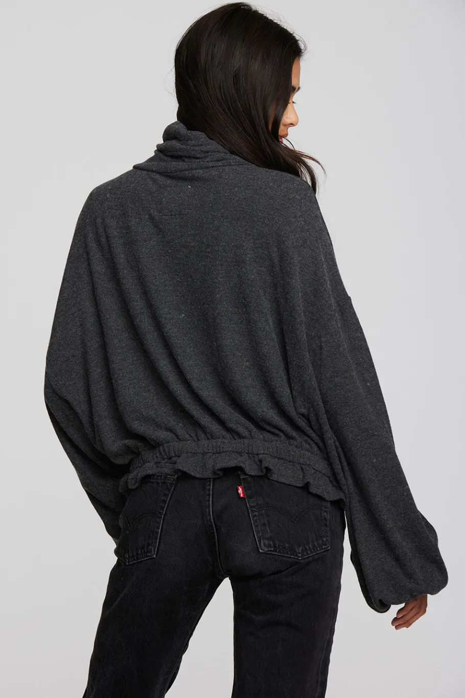 Cheap Chaser Brand Recycled Bliss Knit Cropped Pullover With Elastic Waist & Sleeve