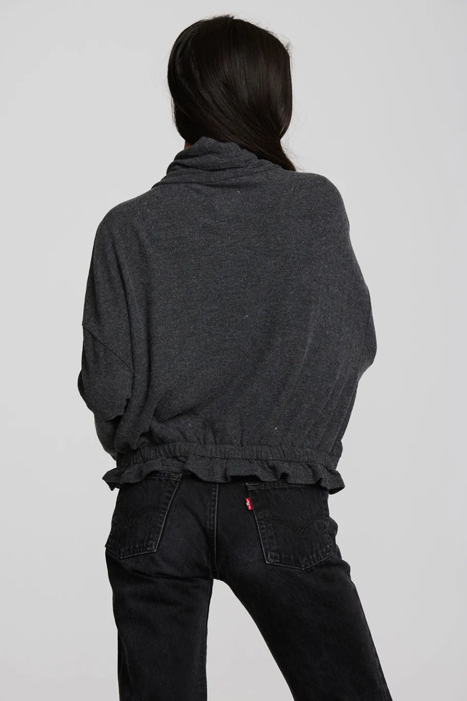 Cheap Chaser Brand Recycled Bliss Knit Cropped Pullover With Elastic Waist & Sleeve