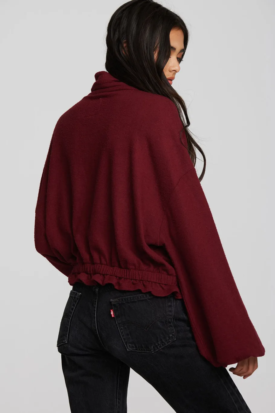 Fashion Chaser Brand Recycled Bliss Knit Cropped Pullover With Elastic Waist & Sleeve