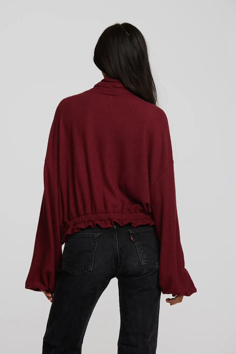Fashion Chaser Brand Recycled Bliss Knit Cropped Pullover With Elastic Waist & Sleeve