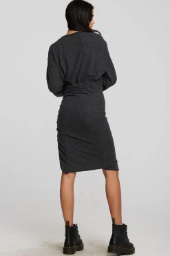 Hot Chaser Brand Recycled Bliss Knit Midi Dress With Shirring