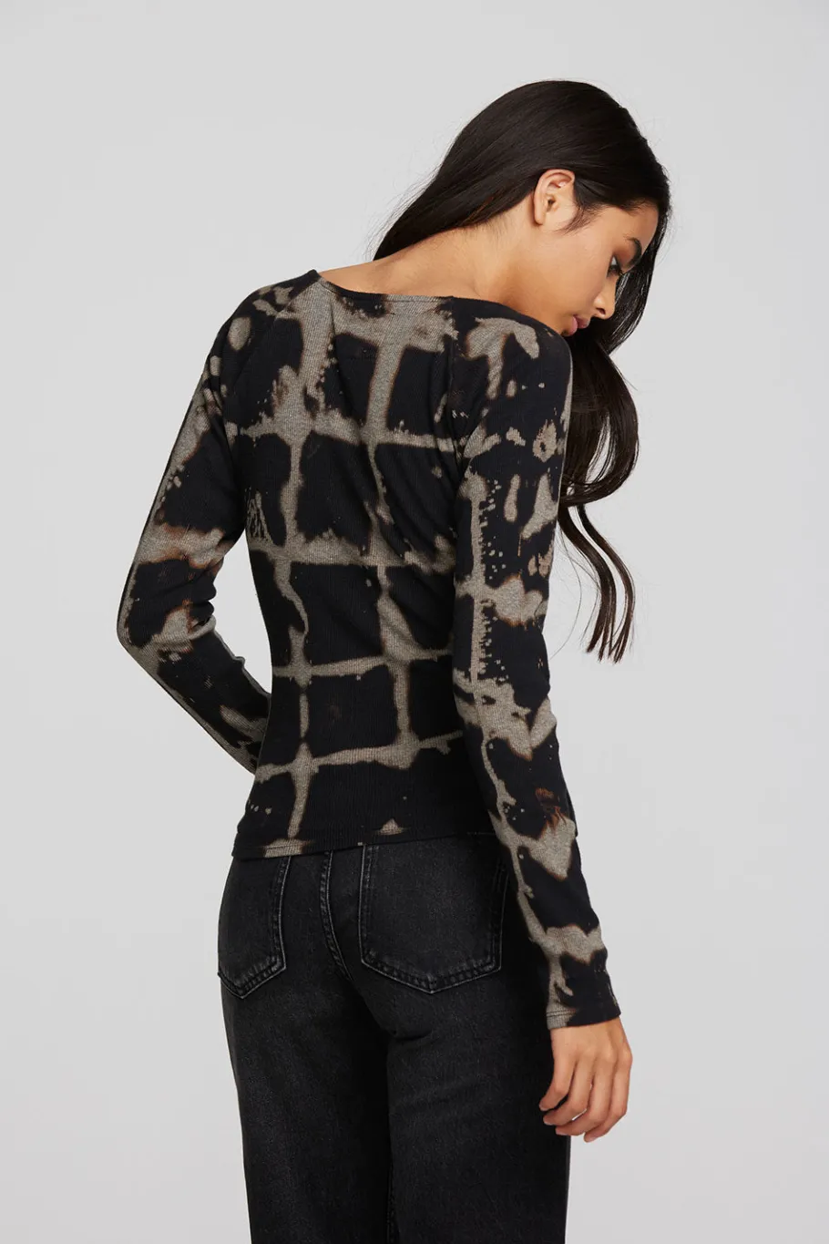New Chaser Brand Recycled Vintage Rib Long Sleeve Top With Twist Detail